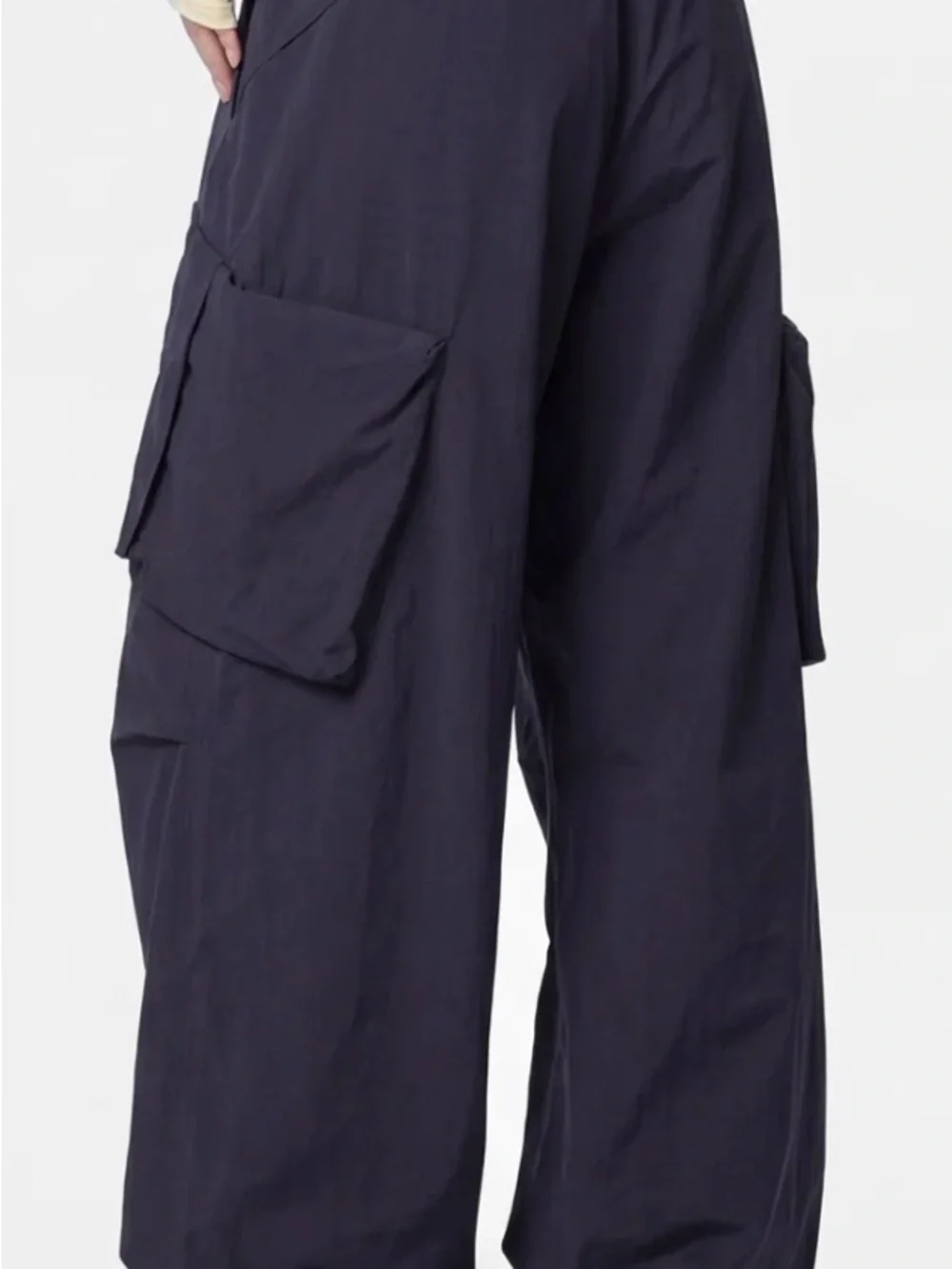 Gonggar Water Repellent Unisex Navy Cargo Pants with Drawstring Waist